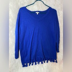 Talbots Tunic Pullover with Tassel Hem Size L